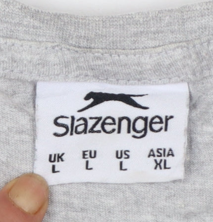 Slazenger Womens Grey Sleeveless Tank Top L Basic Cotton Blend