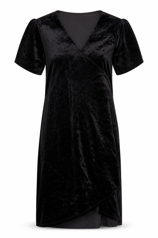 H&M Maternity Black Velvet Wrap Midi Dress Size 12