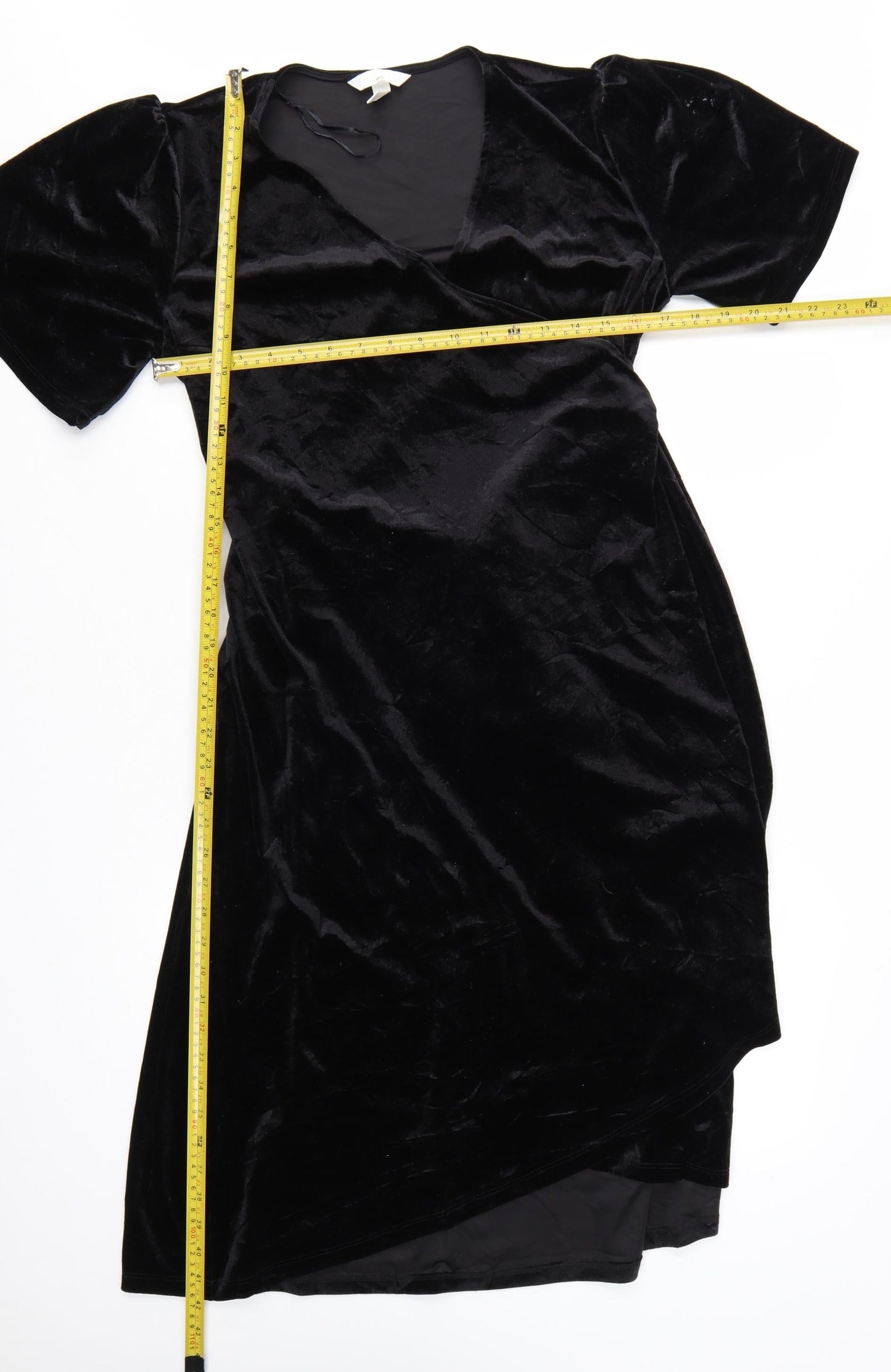 H&M Maternity Black Velvet Wrap Midi Dress Size 12