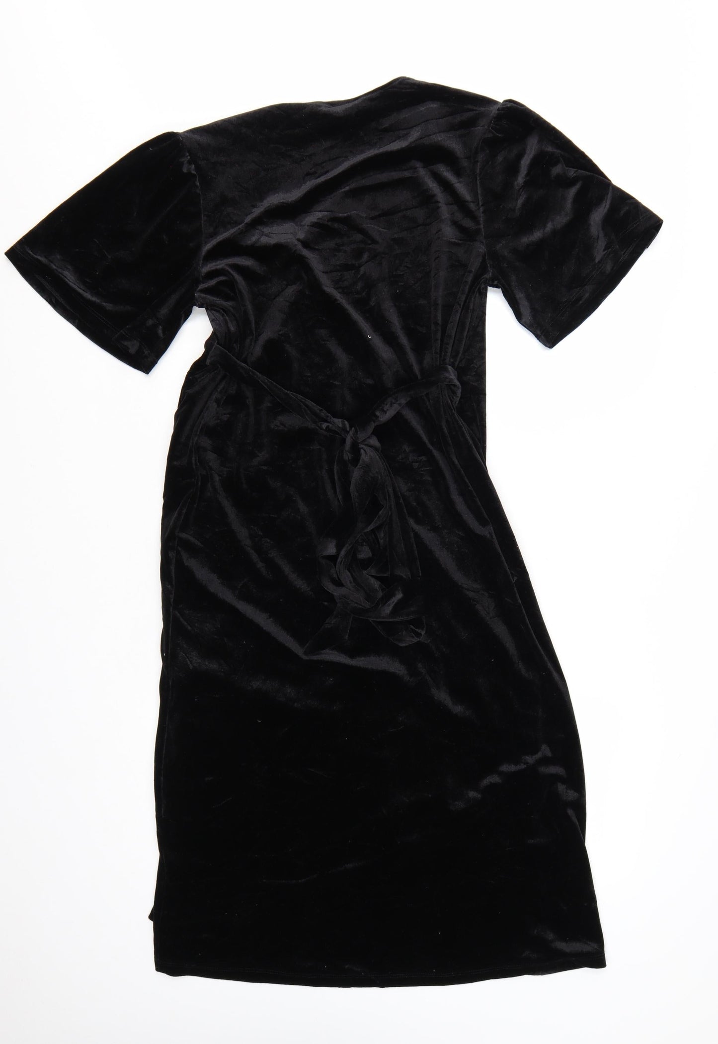 H&M Maternity Black Velvet Wrap Midi Dress Size 12