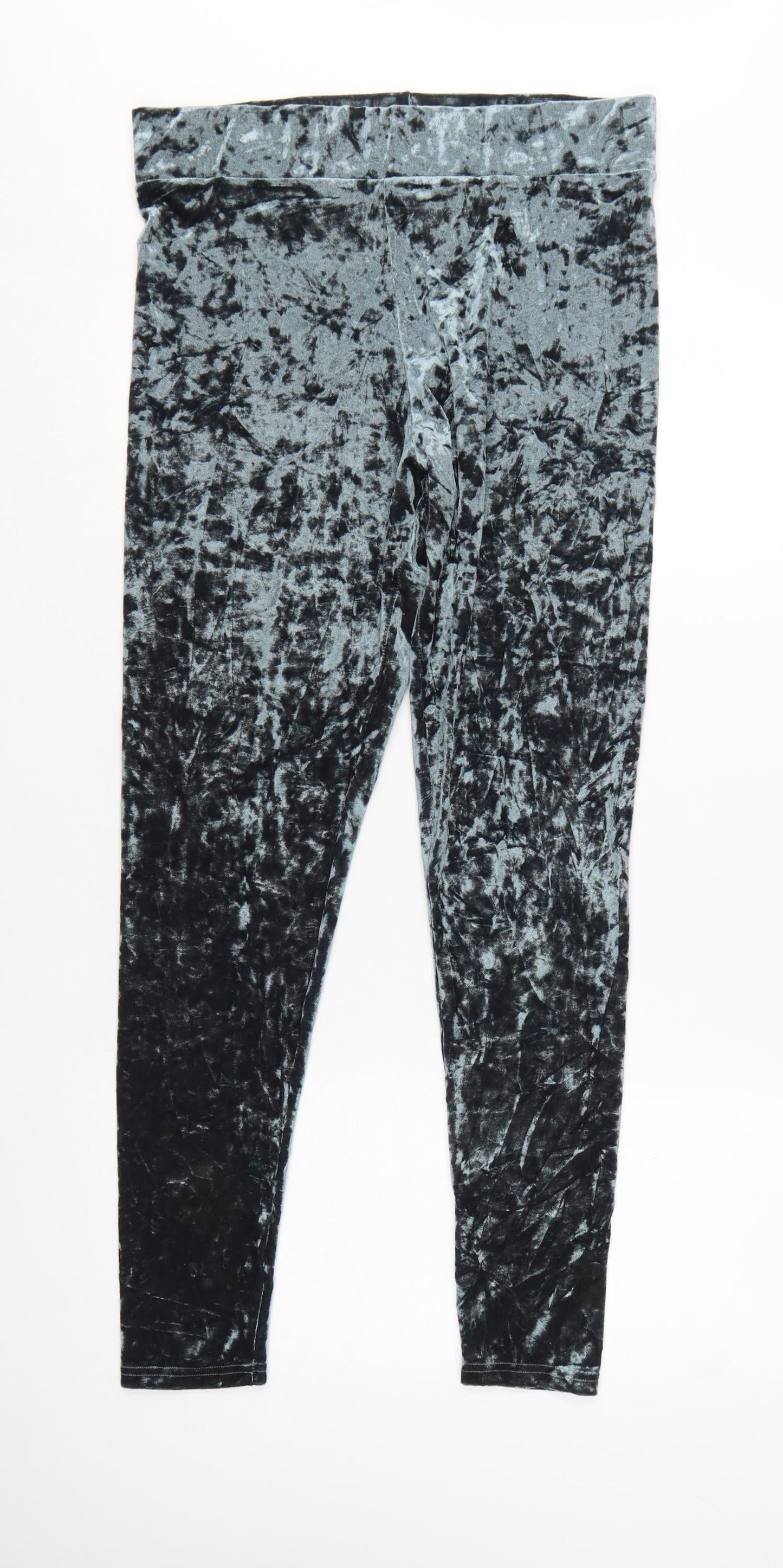 Topshop Women’s Grey Crushed Velvet Stretch Leggings Size 16