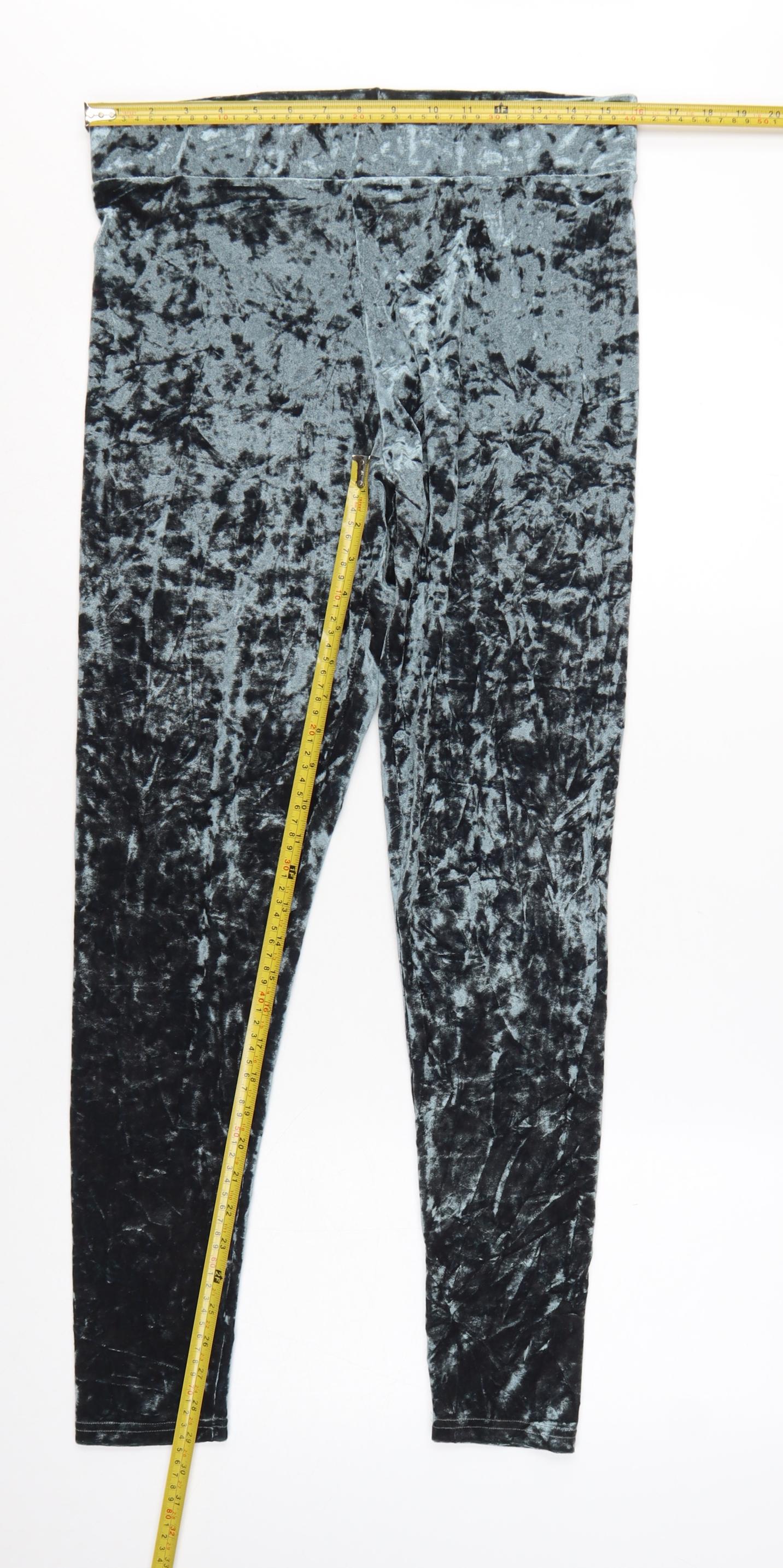 Topshop Women’s Grey Crushed Velvet Stretch Leggings Size 16