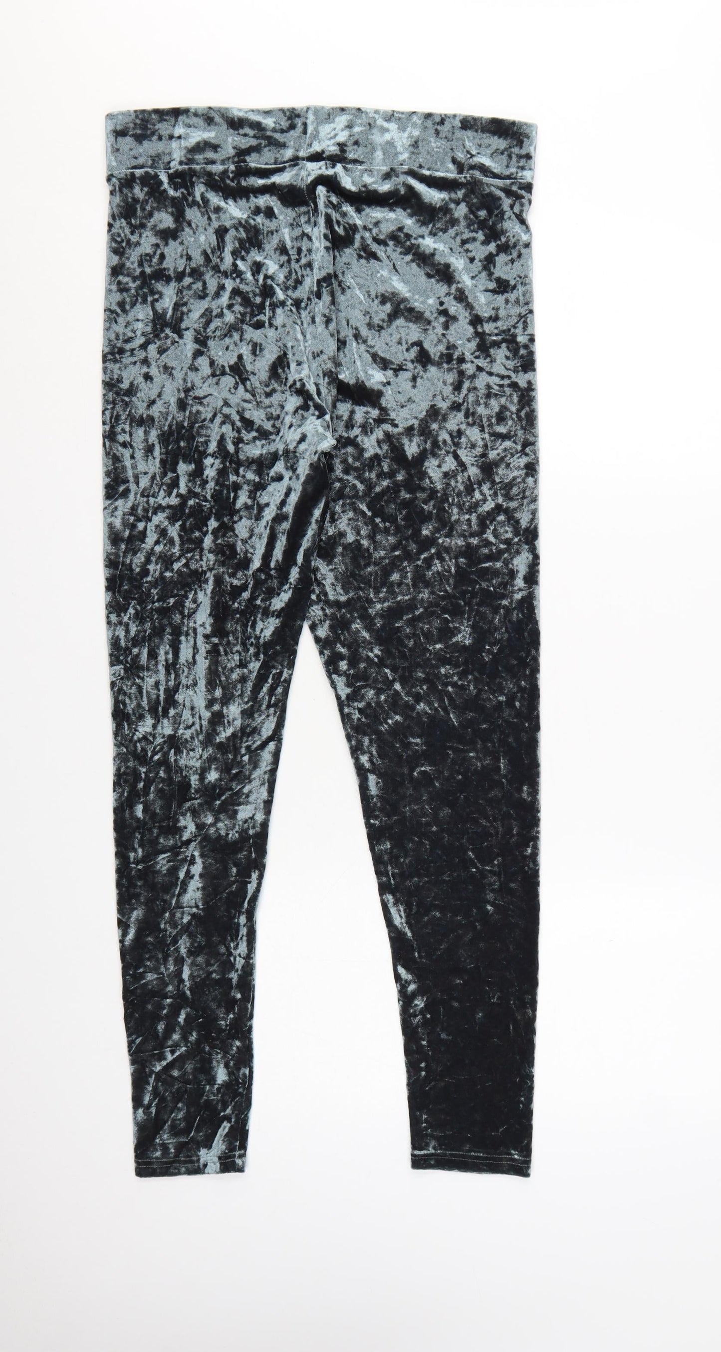 Topshop Women’s Grey Crushed Velvet Stretch Leggings Size 16