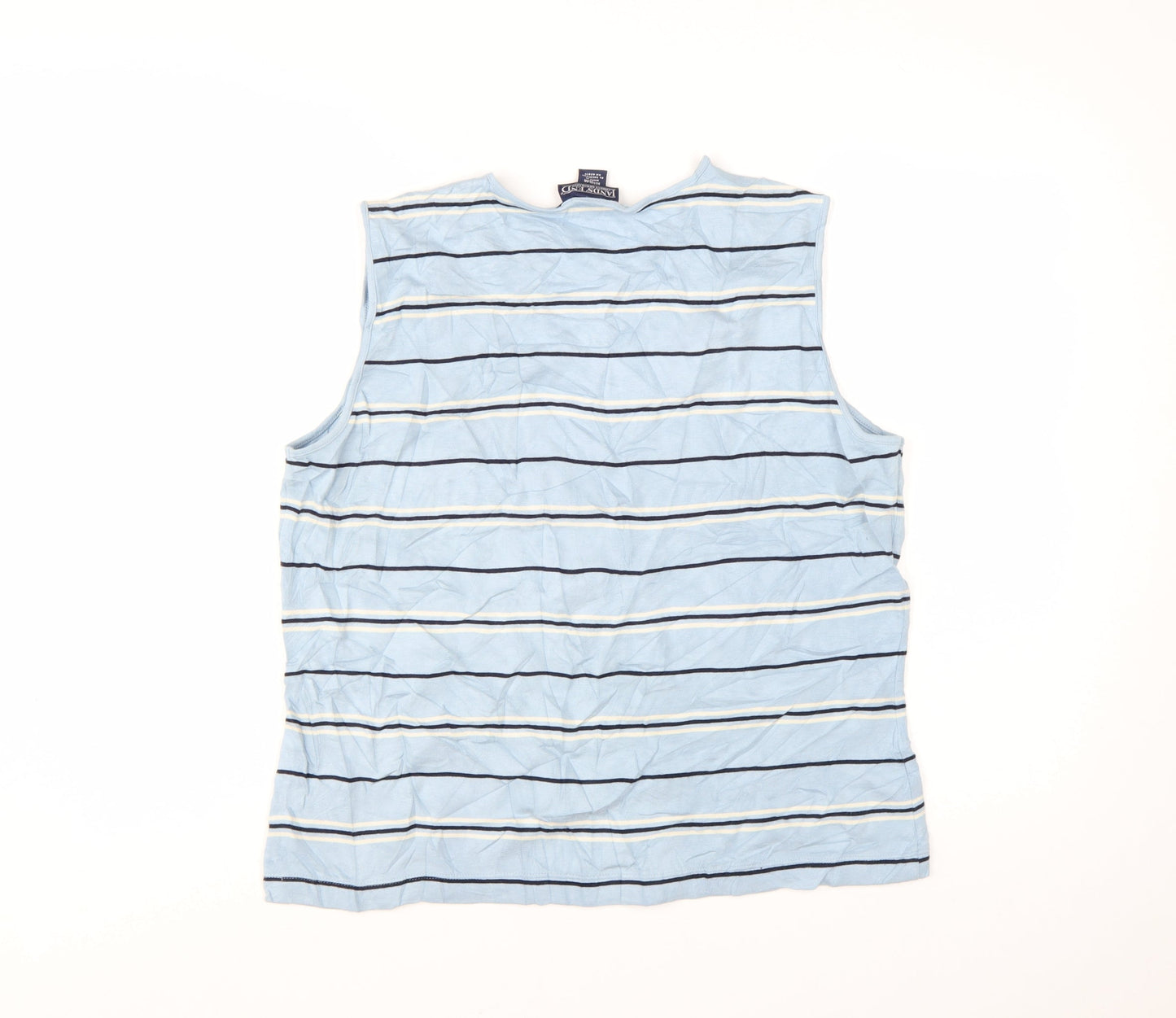 Lands' End Women's Blue Striped Sleeveless Tank Top L 14-16