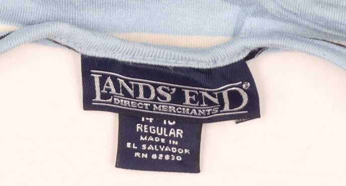 Lands' End Women's Blue Striped Sleeveless Tank Top L 14-16