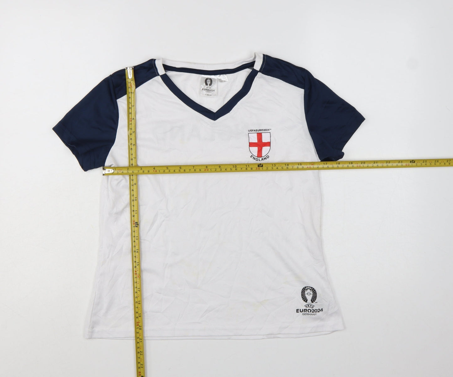 UEFA Women White England Euro 2024 V-Neck T-Shirt S
