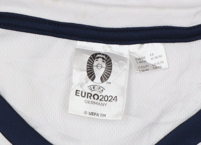 UEFA Women White England Euro 2024 V-Neck T-Shirt S
