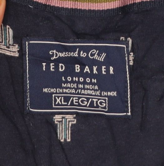 Ted Baker Men's Blue Long Sleeve Pyjama Top XL Cotton Blend