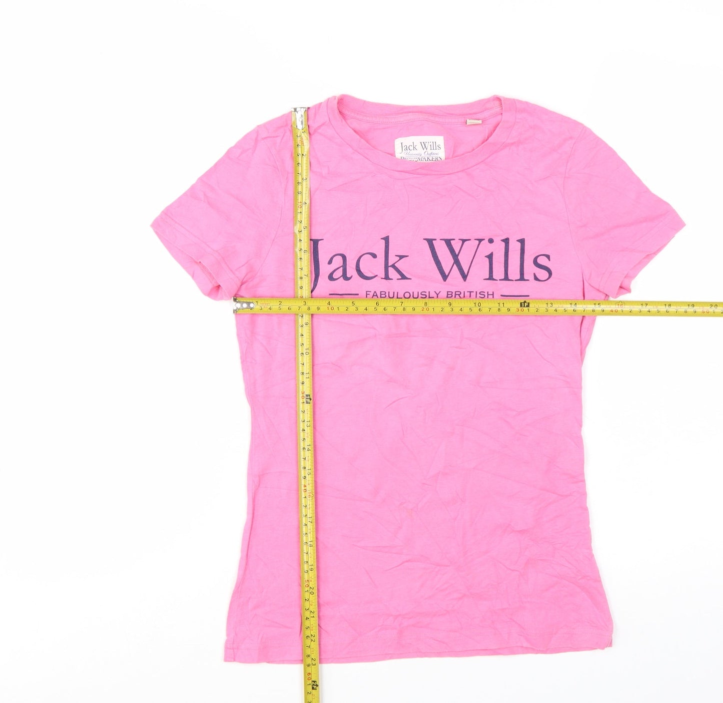 Jack Wills Womens Pink Basic Cotton Crew Neck T-Shirt UK 8