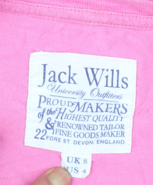 Jack Wills Womens Pink Basic Cotton Crew Neck T-Shirt UK 8