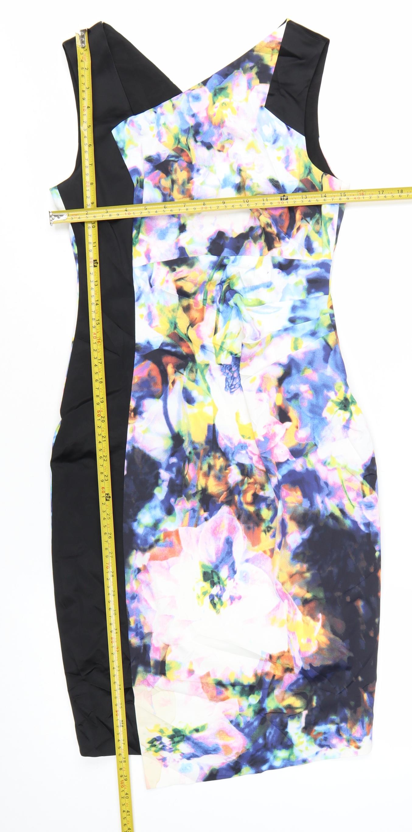Karen Millen Women's Multicoloured Floral Bodycon Dress Size 12