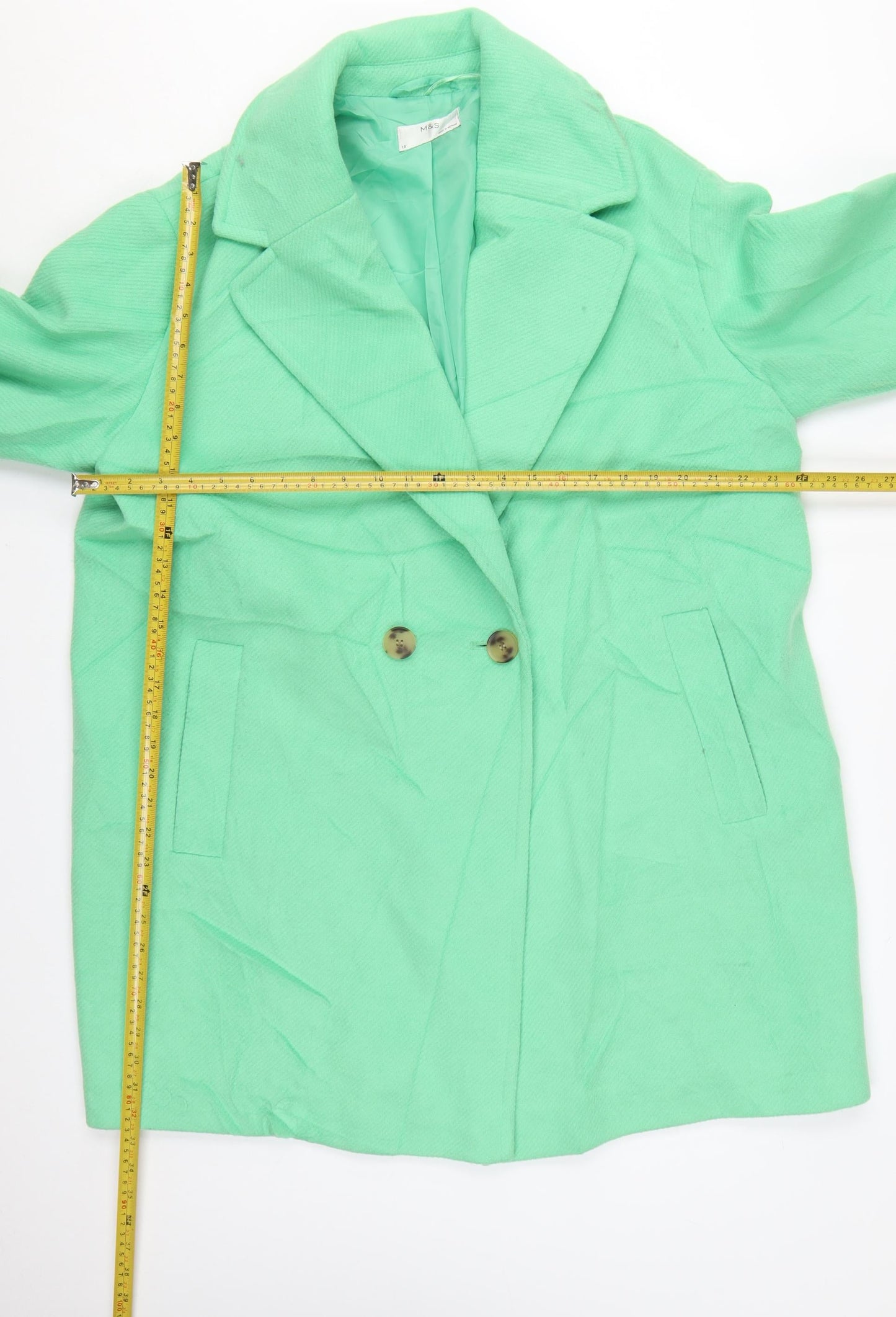 Marks and Spencer Women’s Green Wool Blend Mid-Length Coat Size 18