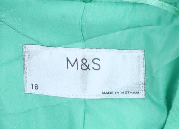 Marks and Spencer Women’s Green Wool Blend Mid-Length Coat Size 18