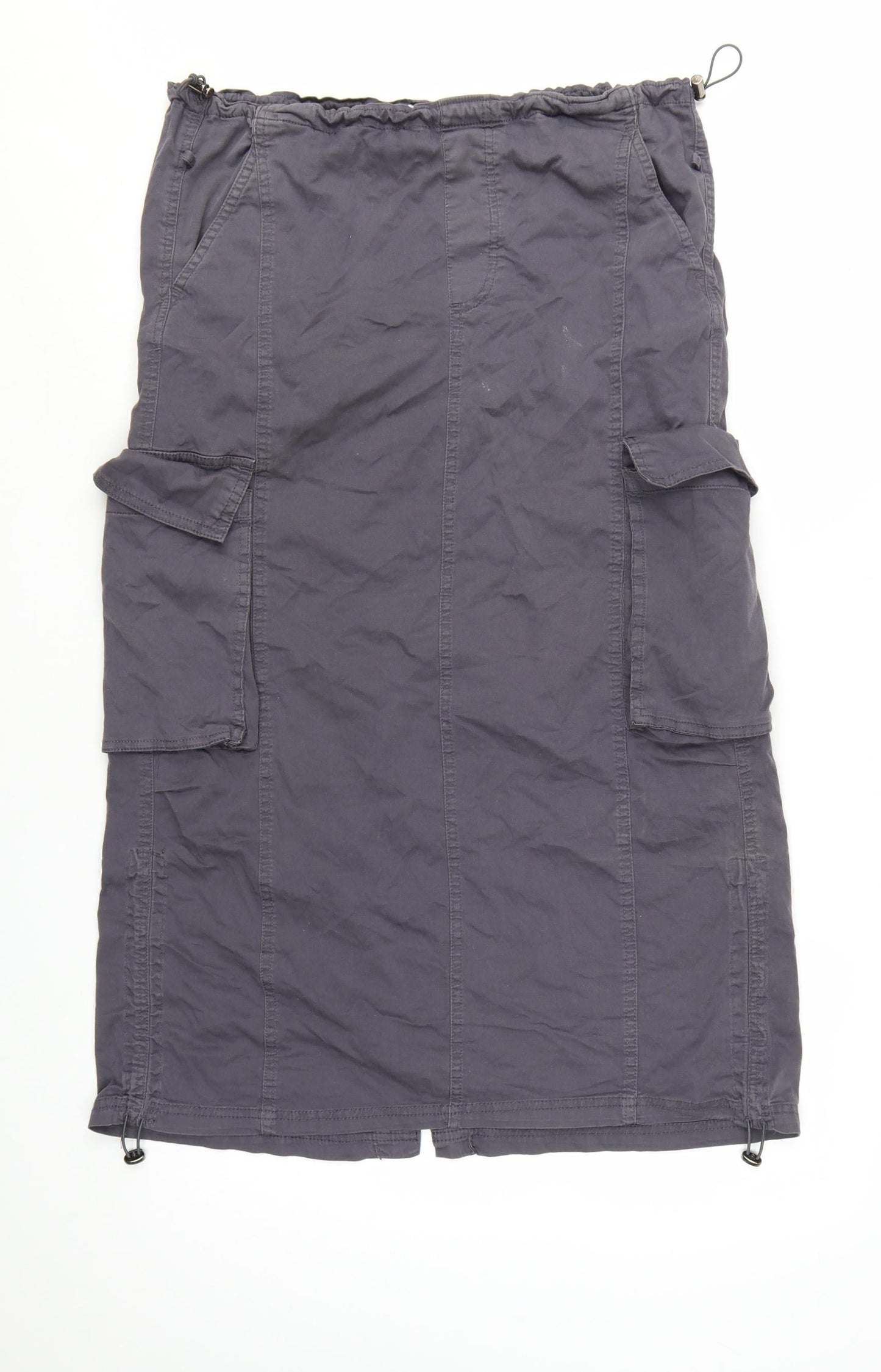 Bershka Women's Grey Cargo Midi Skirt Size S Cotton Twill