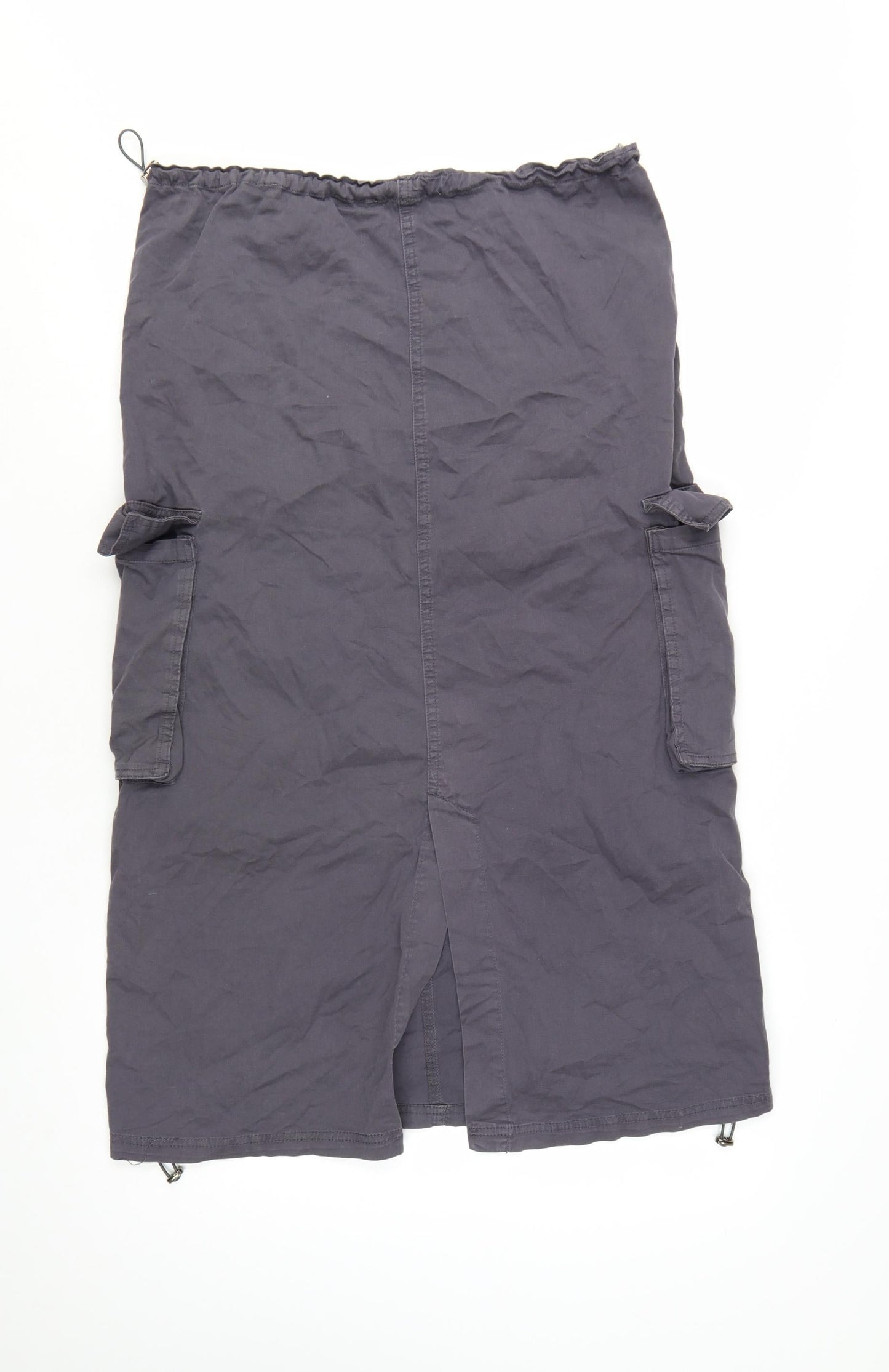 Bershka Women's Grey Cargo Midi Skirt Size S Cotton Twill