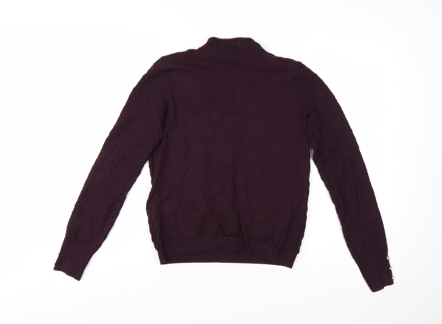 Warehouse Women Purple Mock Neck Long Sleeve Jumper Size 12