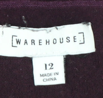 Warehouse Women Purple Mock Neck Long Sleeve Jumper Size 12