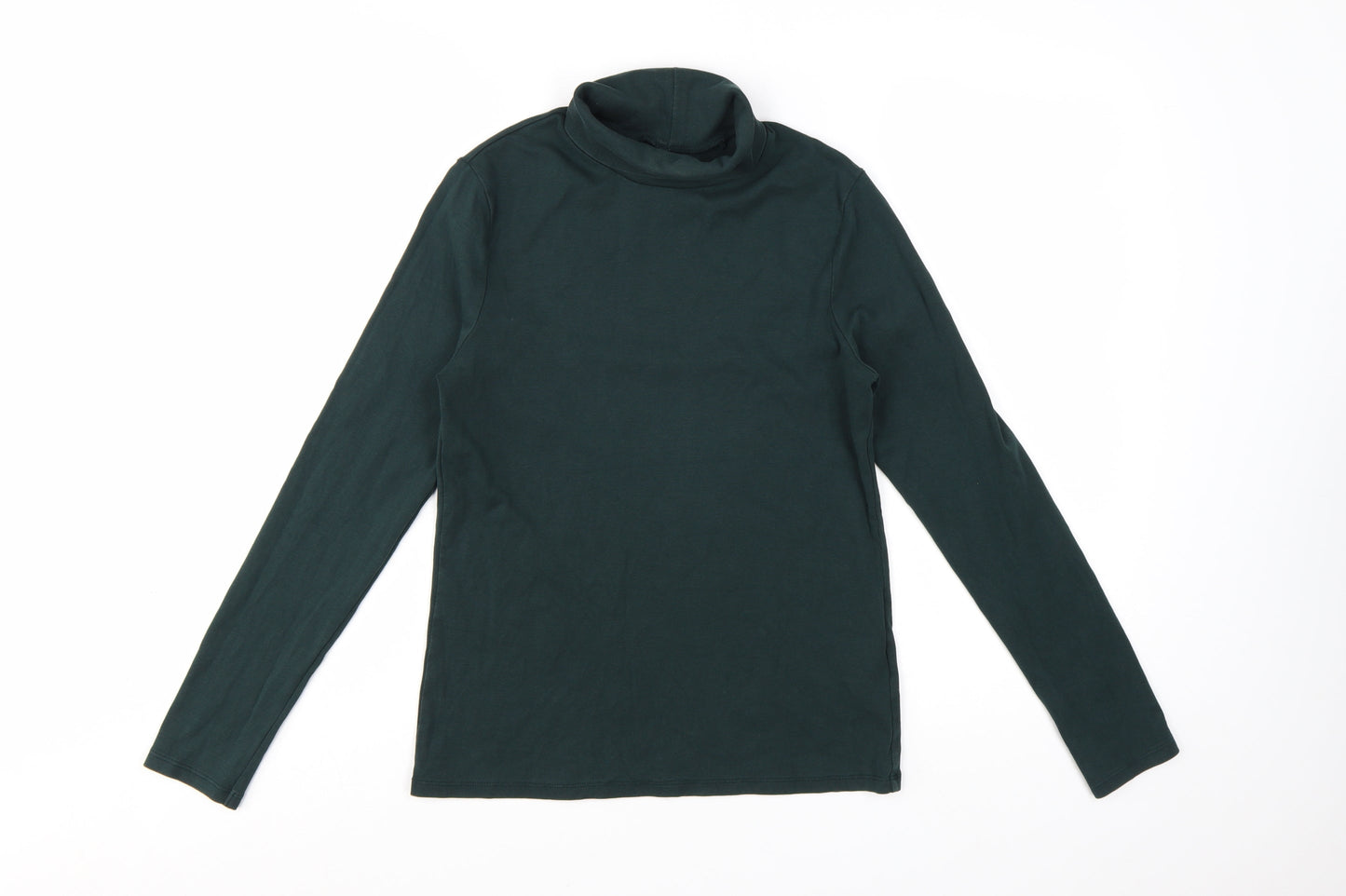 Uniqlo Women’s Green Roll Neck Long Sleeve Cotton Top Size S