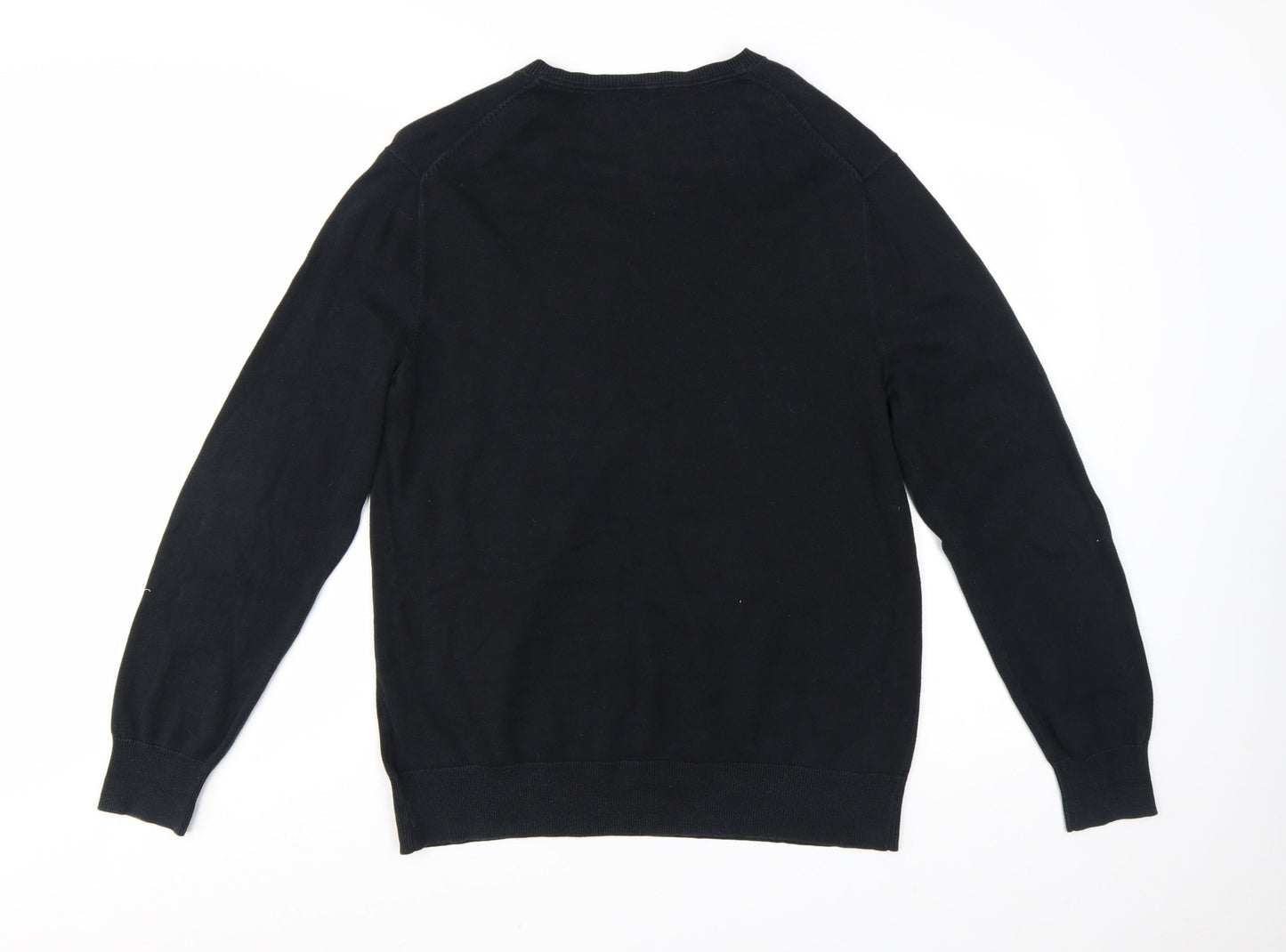 Gap Men's Black Cotton V-Neck Pullover Jumper Size L