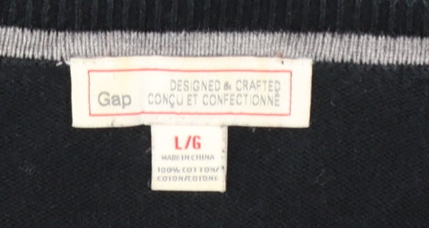 Gap Men's Black Cotton V-Neck Pullover Jumper Size L