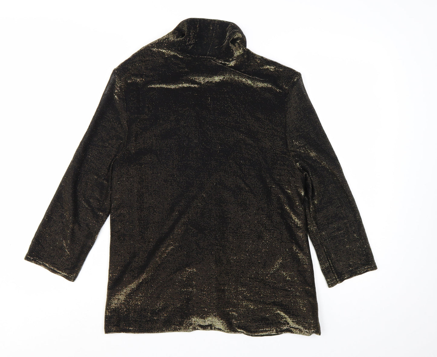 River Island Women's Gold Metallic Wrap Long Sleeve Blouse Size 14