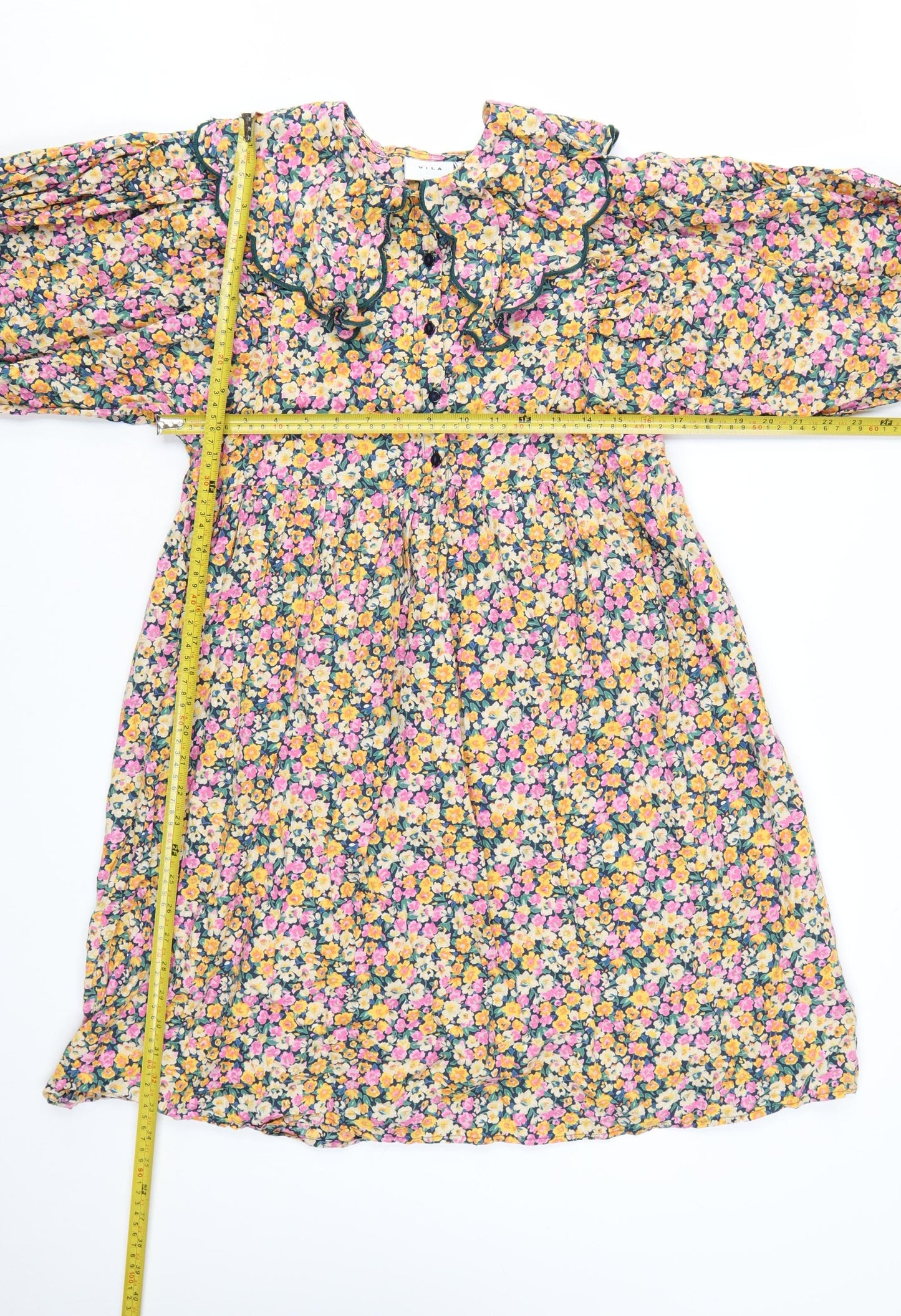 Vila Women's Multicoloured Floral A-Line Knee Length Dress Size 10