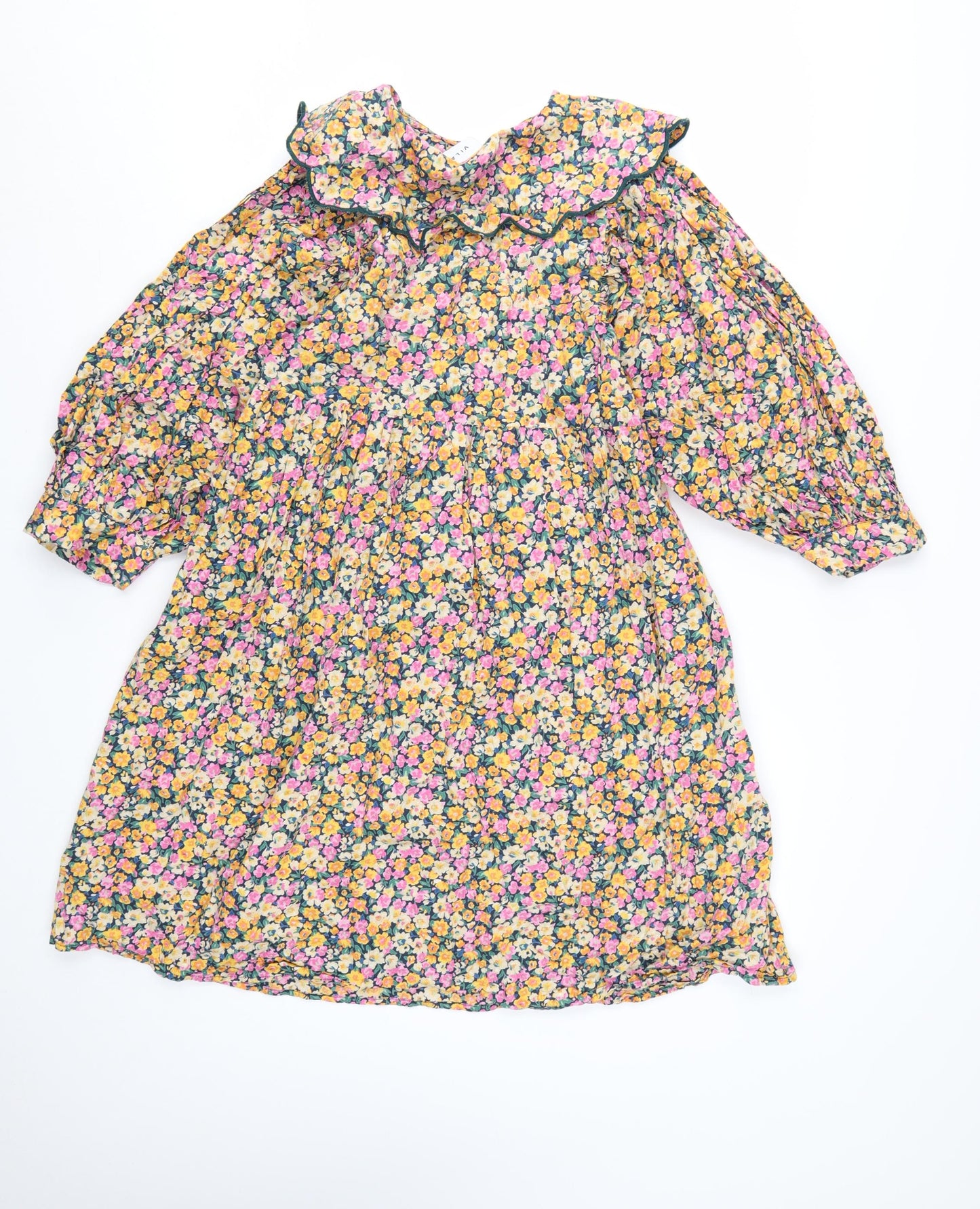 Vila Women's Multicoloured Floral A-Line Knee Length Dress Size 10