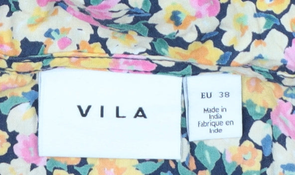 Vila Women's Multicoloured Floral A-Line Knee Length Dress Size 10