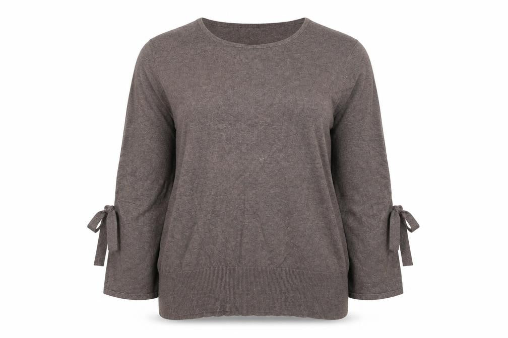 Alfani Women Brown XL 3/4 Sleeve Tie Pullover Jumper