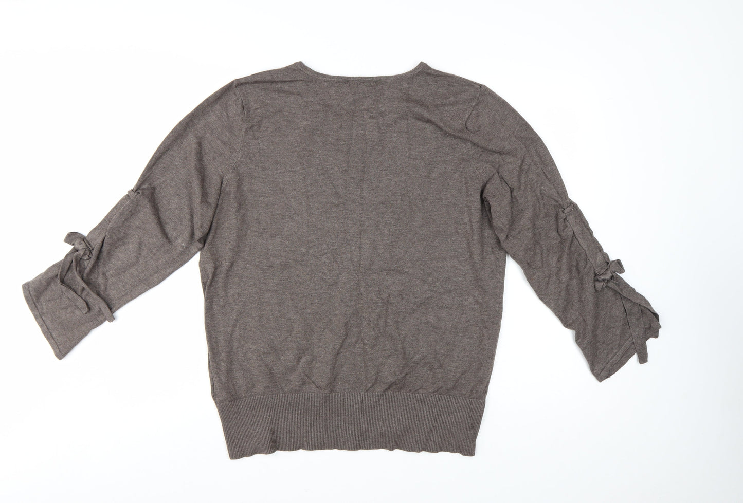 Alfani Women Brown XL 3/4 Sleeve Tie Pullover Jumper