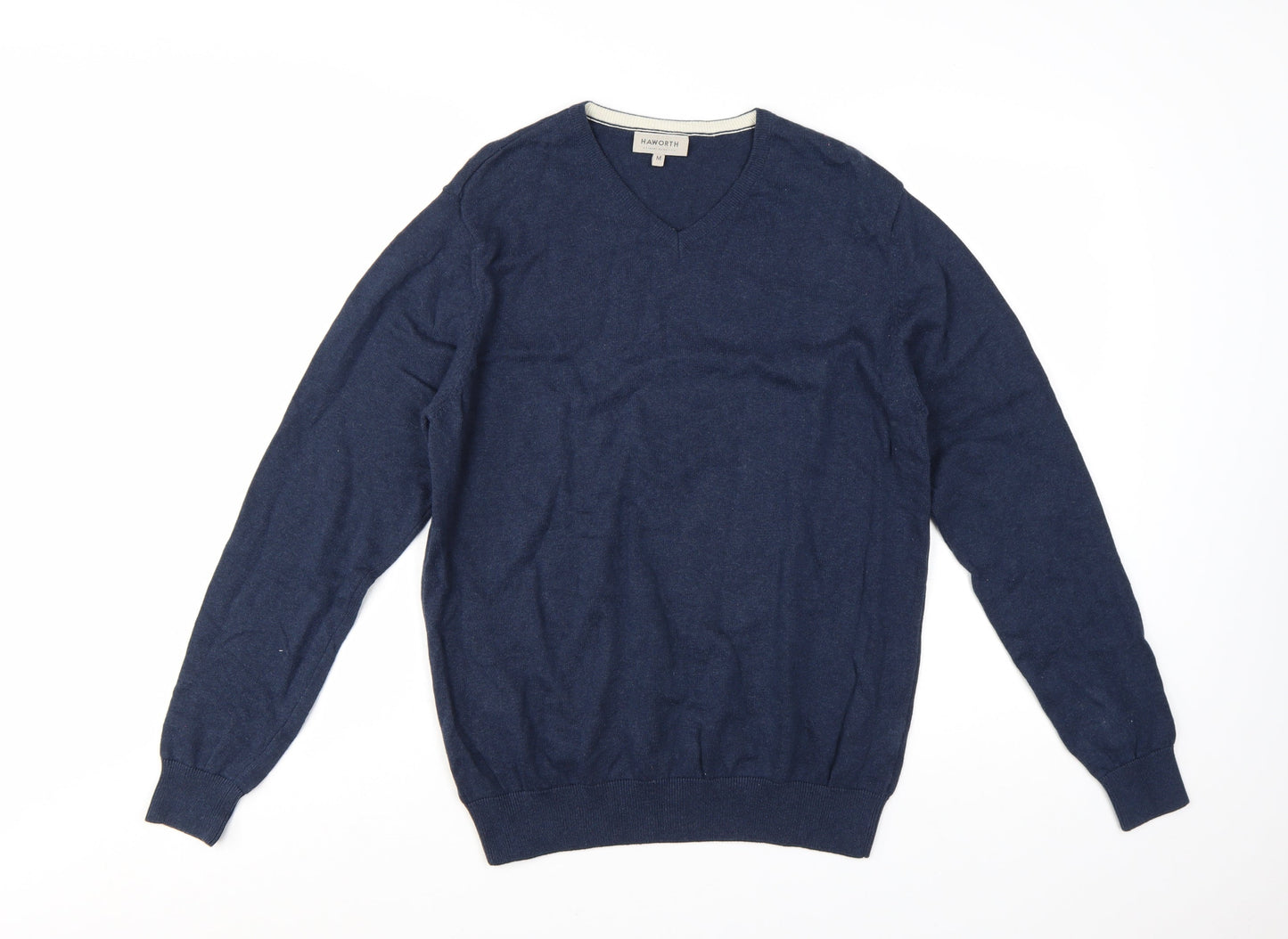 Haworth Mens Blue V-Neck Cotton Pullover Jumper M
