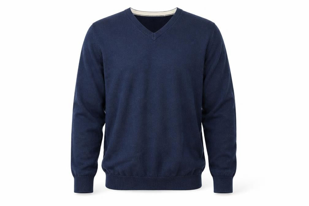 Haworth Mens Blue V-Neck Cotton Pullover Jumper M