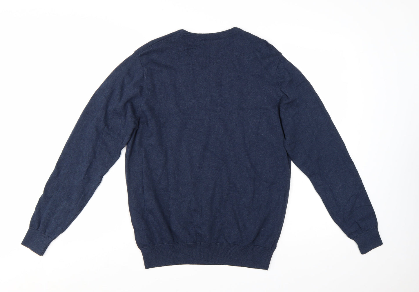 Haworth Mens Blue V-Neck Cotton Pullover Jumper M