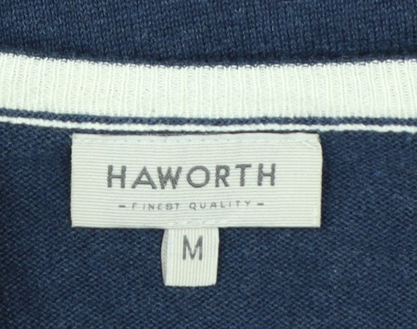Haworth Mens Blue V-Neck Cotton Pullover Jumper M