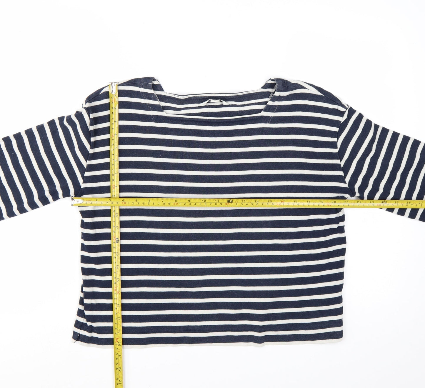 Whistles Womens Blue White Striped Long Sleeve Cotton Top M