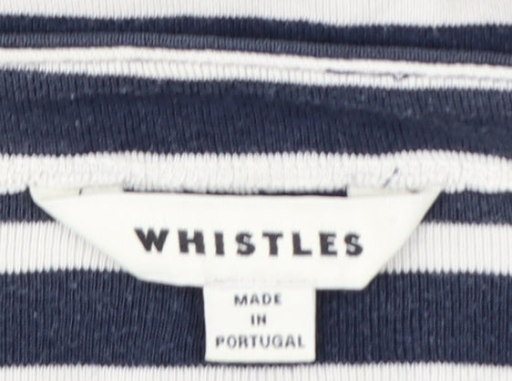 Whistles Womens Blue White Striped Long Sleeve Cotton Top M