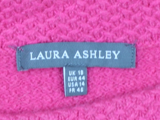 Laura Ashley Women's Pink Wool Blend Pullover Jumper UK 18
