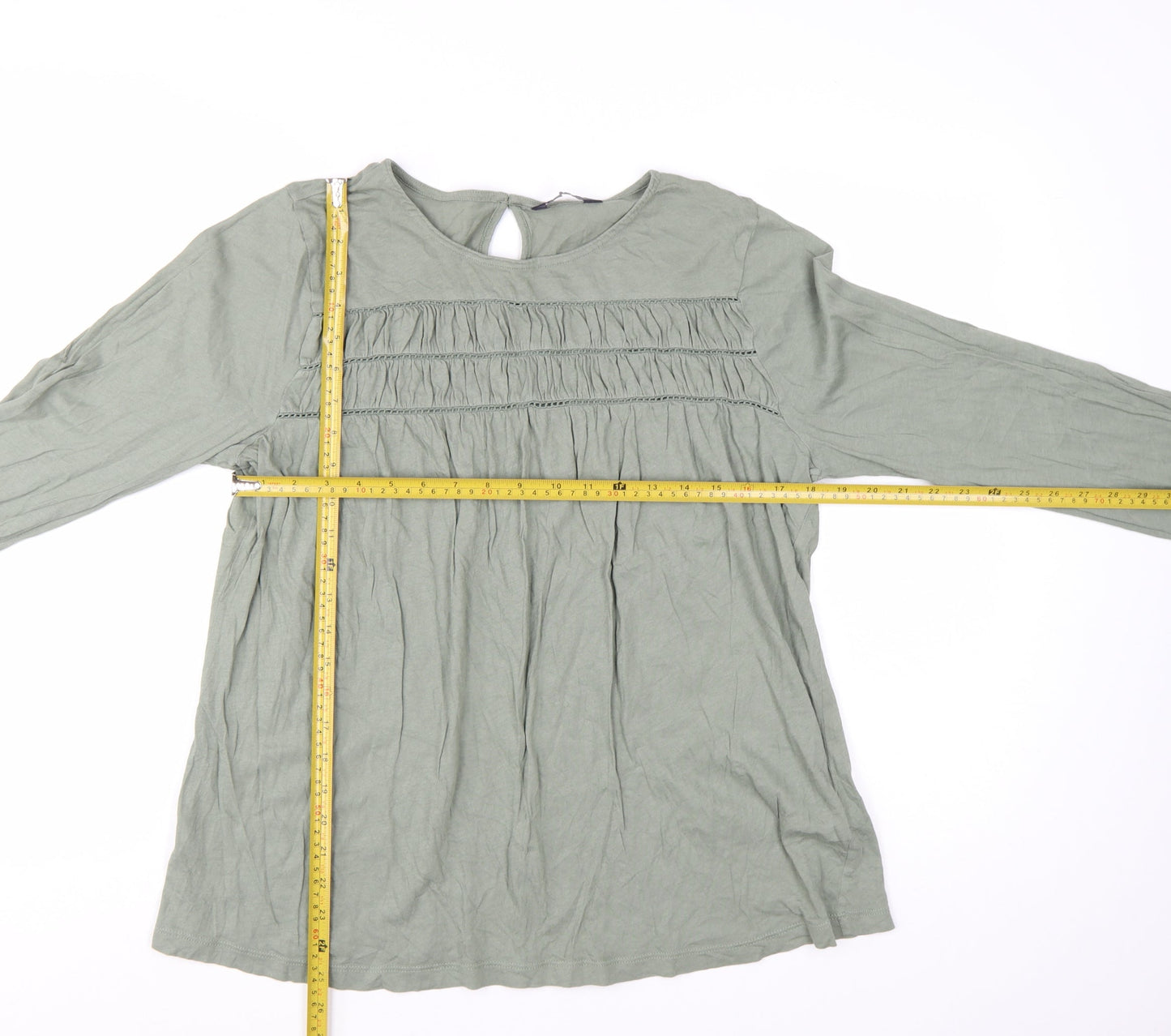Marks and Spencer Women’s Green Long Sleeve Cotton Tunic Blouse Size 14