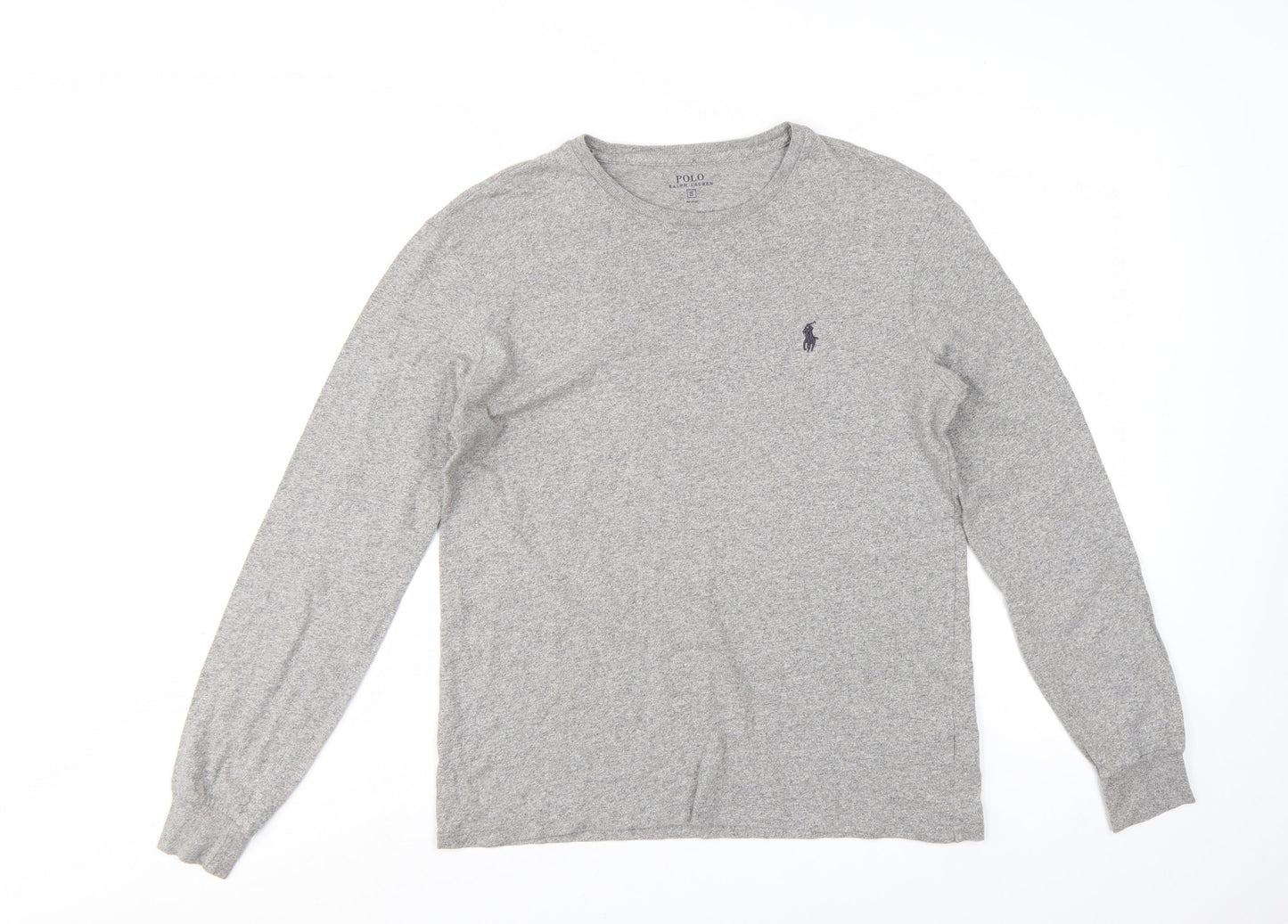 Ralph Lauren Men's Grey Long Sleeve Crew Neck Cotton T-Shirt Small