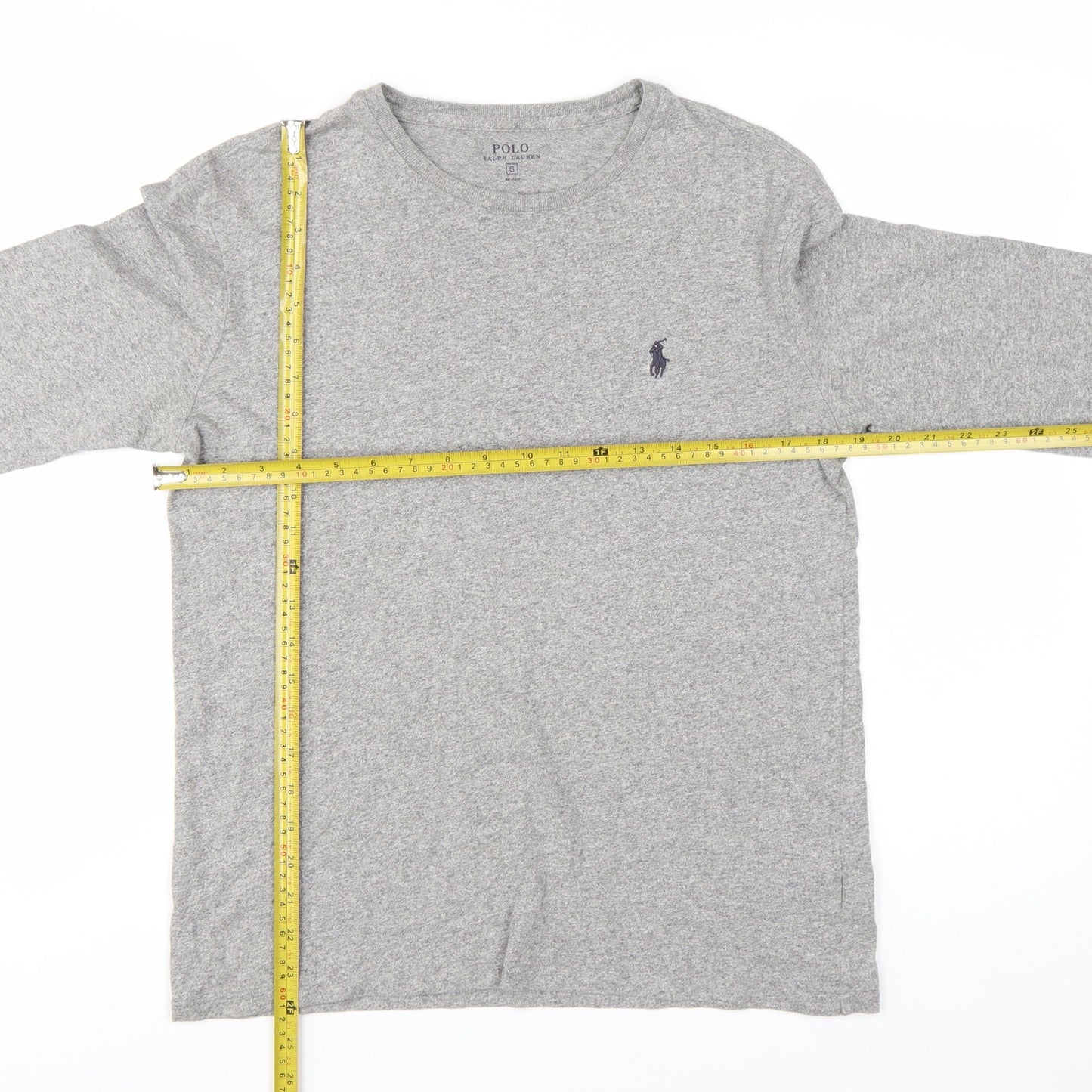 Ralph Lauren Men's Grey Long Sleeve Crew Neck Cotton T-Shirt Small