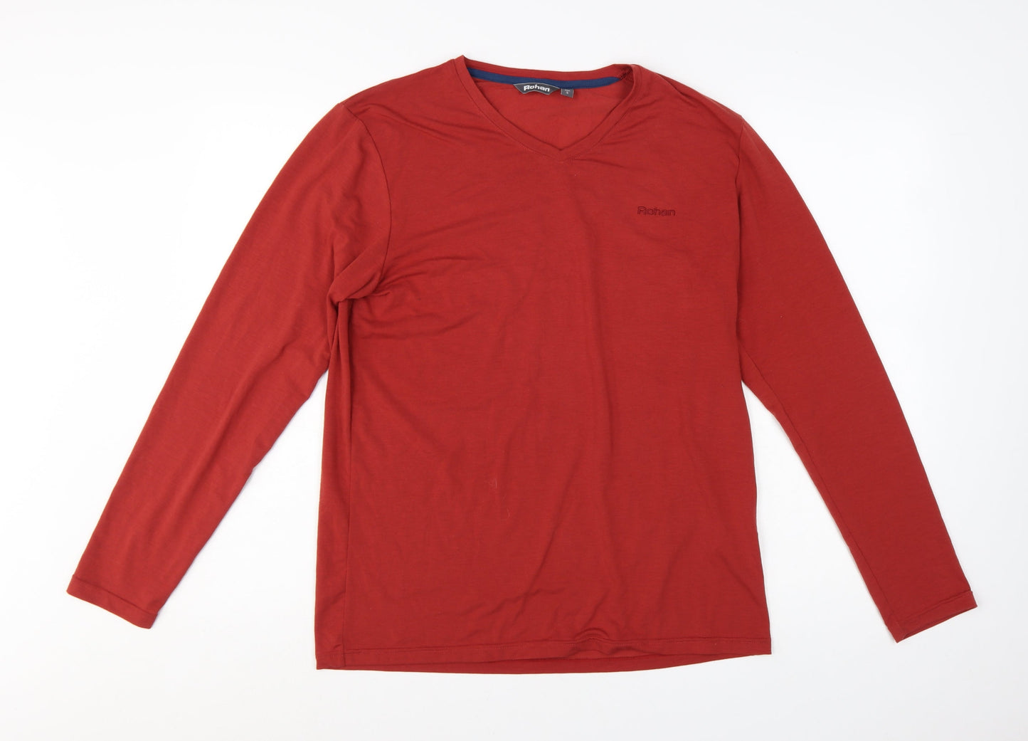 Rohan Men's Red V-Neck Long Sleeve Cotton T-Shirt Size S