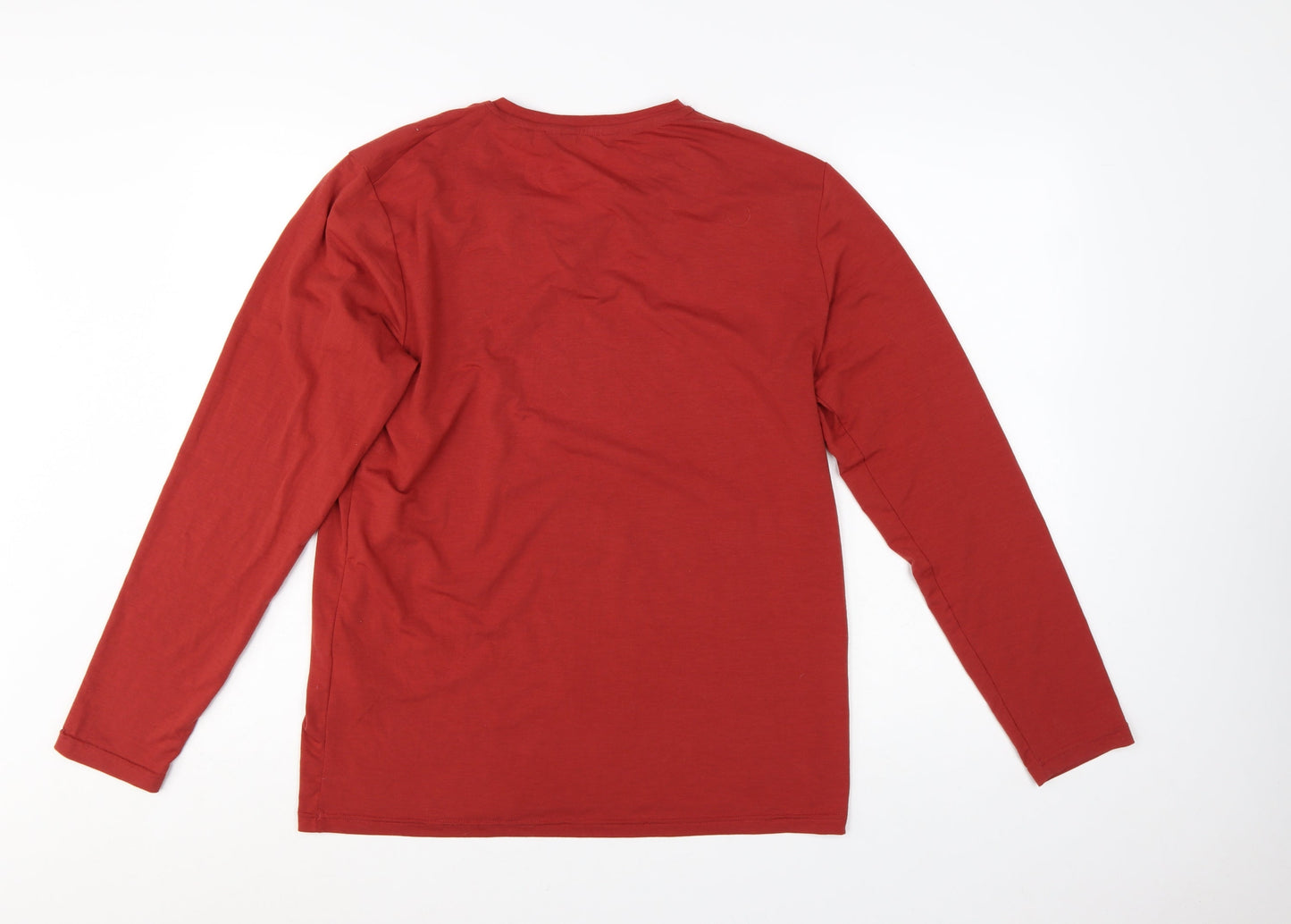 Rohan Men's Red V-Neck Long Sleeve Cotton T-Shirt Size S