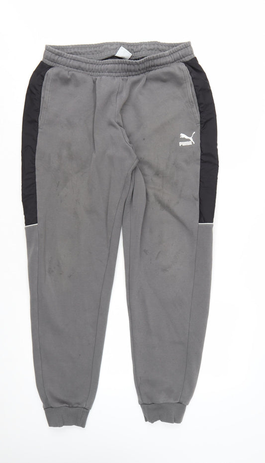 Puma Men's Grey Jogger Trousers L Casual Sportswear