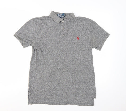 Ralph Lauren Men's Grey Slim Fit Cotton Polo Shirt Size M