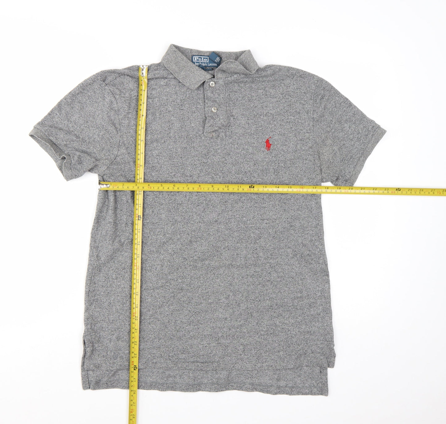 Ralph Lauren Men's Grey Slim Fit Cotton Polo Shirt Size M