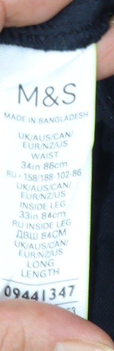 Marks and Spencer Men's Blue Slim Fit Chino Trousers 34W 33L