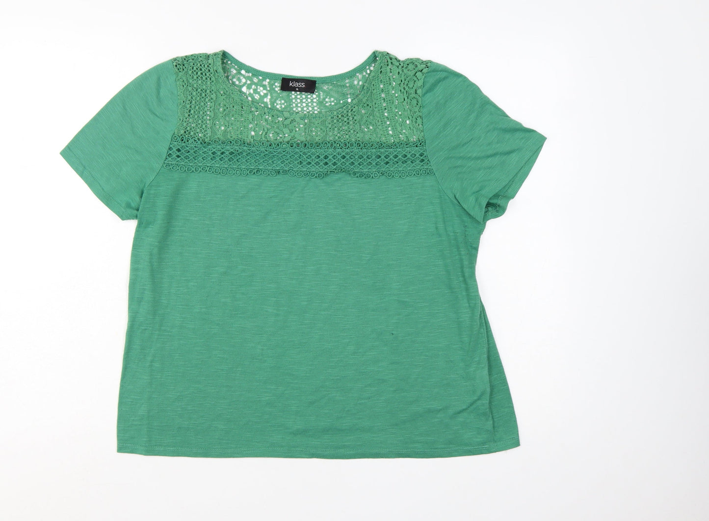 Klass Women Green Short Sleeve Crochet Detail T-Shirt XL