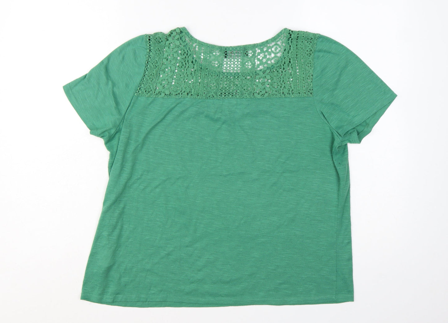 Klass Women Green Short Sleeve Crochet Detail T-Shirt XL