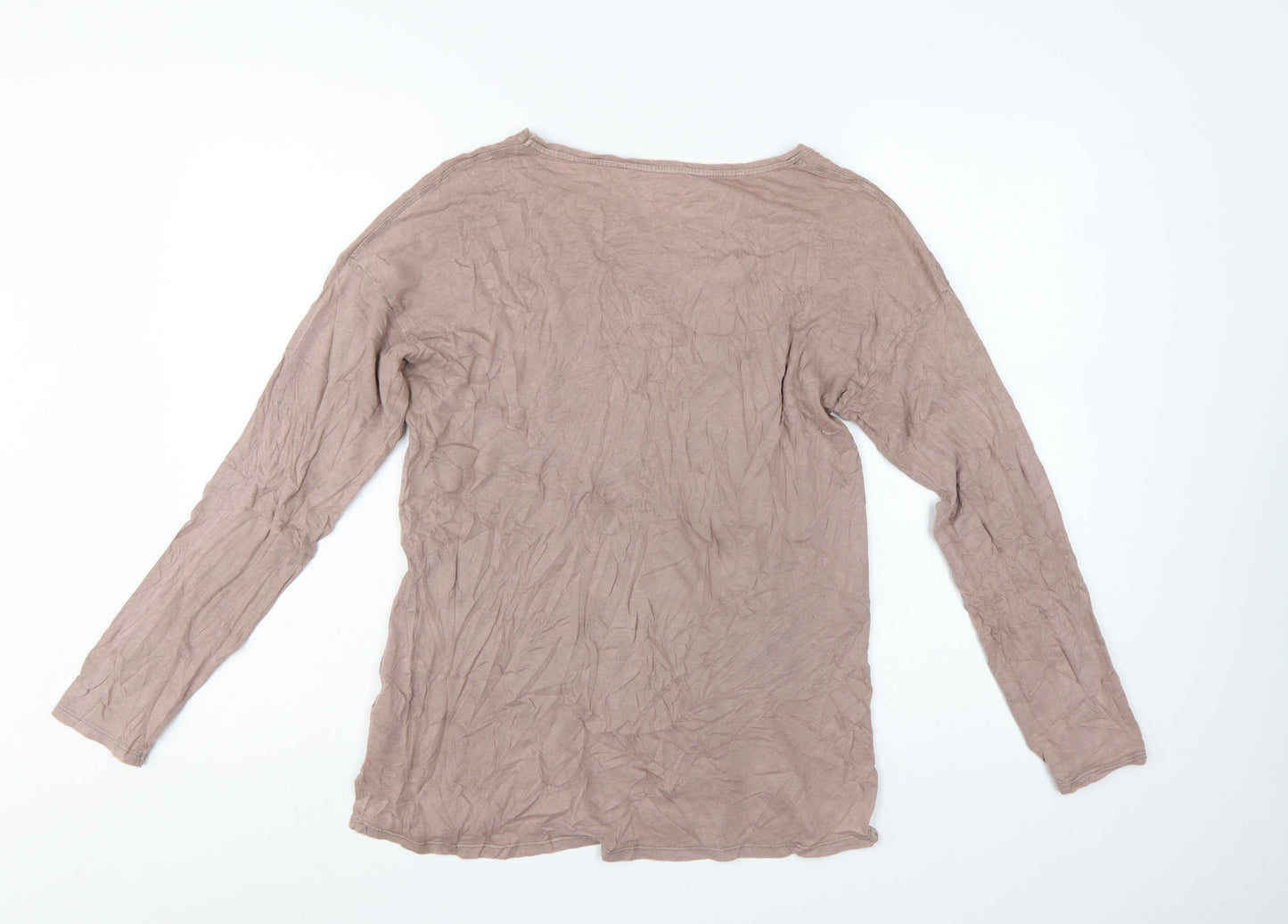 Next Women Beige Beaded Star Long Sleeve Jersey Top Size 8