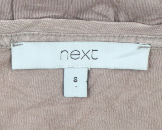 Next Women Beige Beaded Star Long Sleeve Jersey Top Size 8